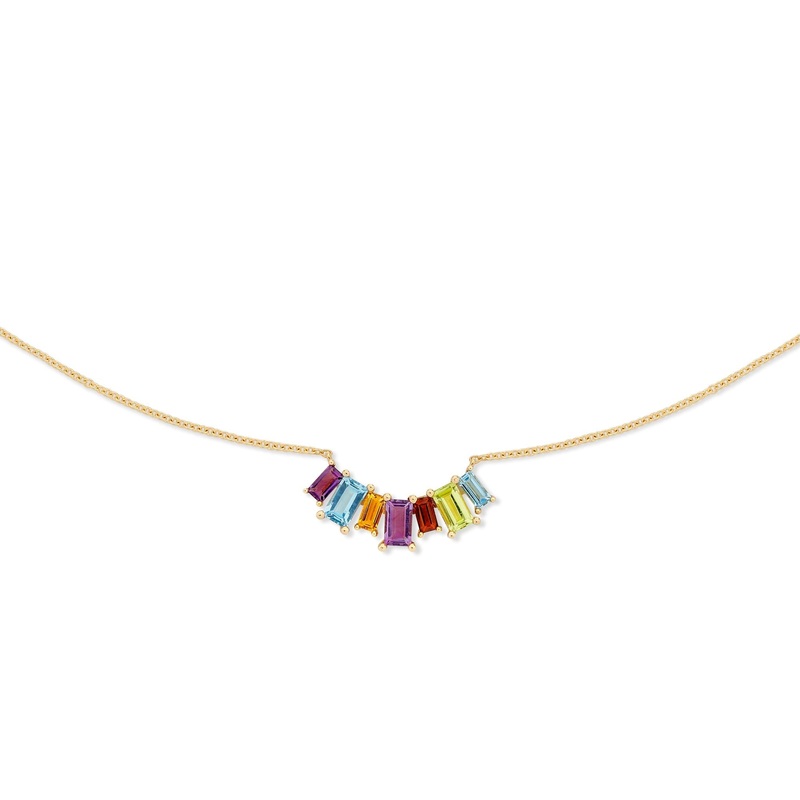 9ct multicolour gemstone necklet (inc. 9ct chain)