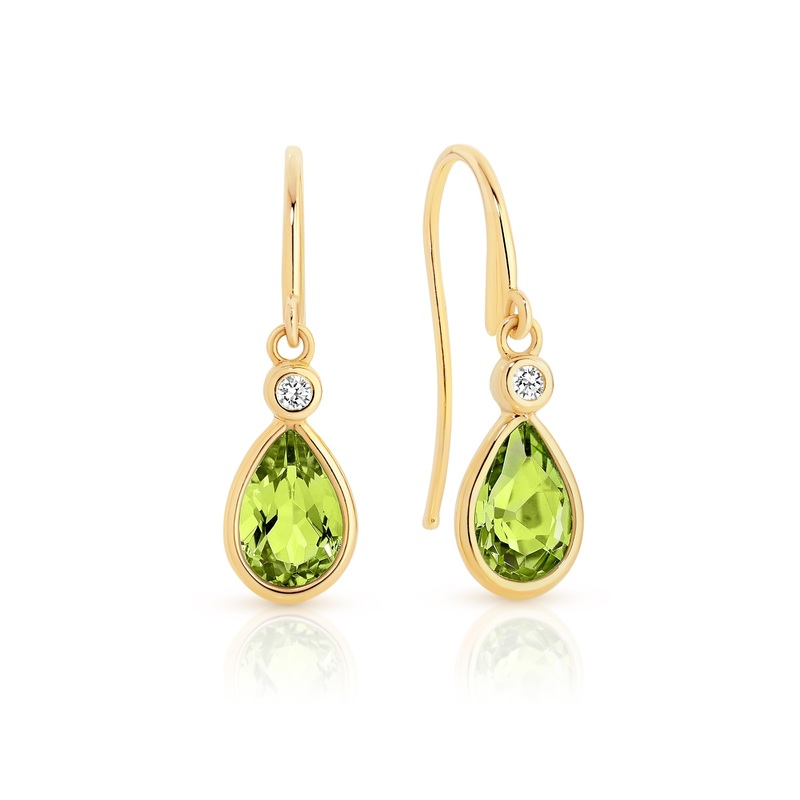 9ct peridot & cubic zirconia drop earrings