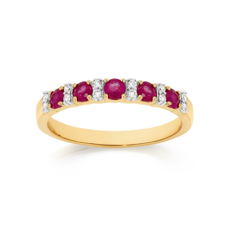 9ct ruby anniversary ring with 0.10ct of dia