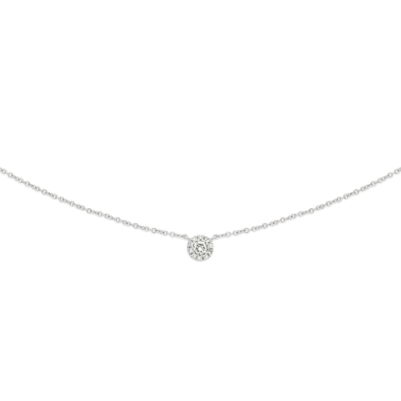 9ct white gold 0.08ct diamond halo necklet (inc. 9ct chain)