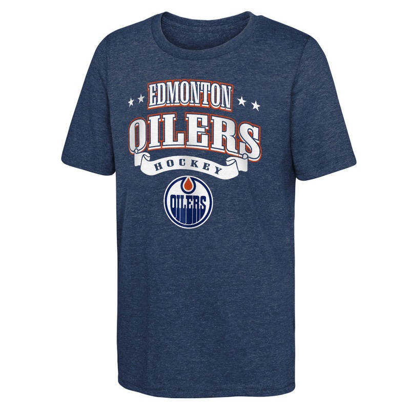 NHL Branded Youth Edmonton Oilers Classic Look Triblend T-Shirt Blue Small