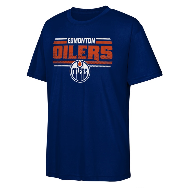 NHL Branded Youth Edmonton Oilers Electric Snipe T-Shirt Blue Small