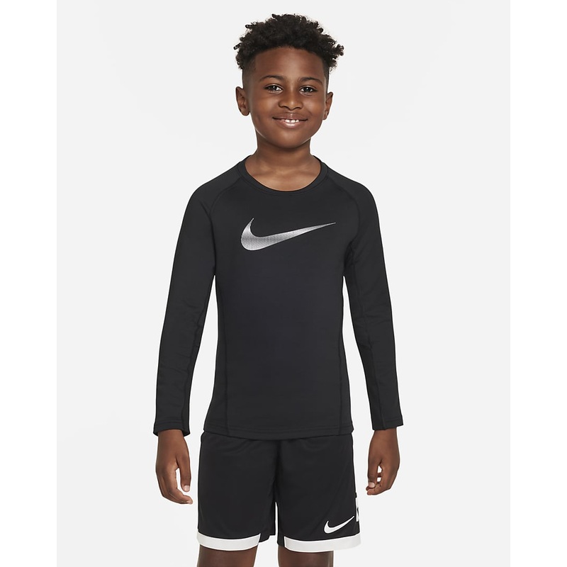 Pro Warm Long Sleeve Top – Kids BLACK XS