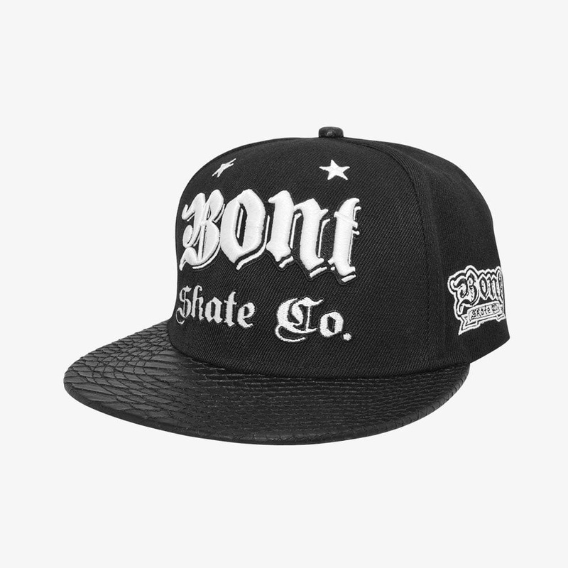 Skate Snapback Hat Black/Python Trim