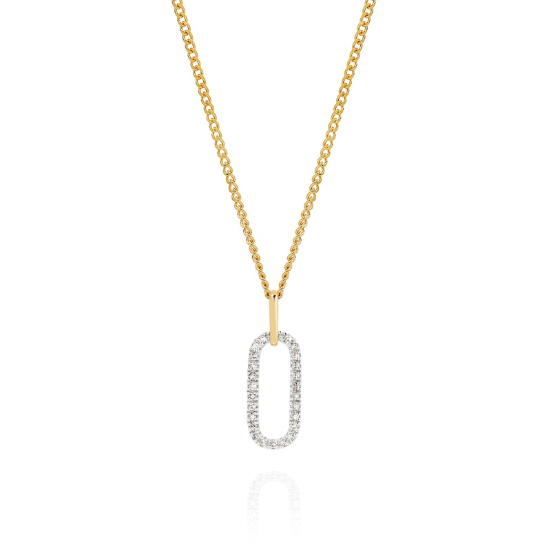 9ct 0.10ct diamond paperclip pendant