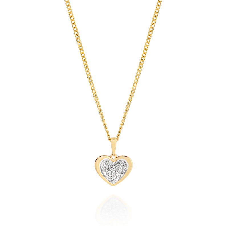 9ct 0.15ct pave heart pendant