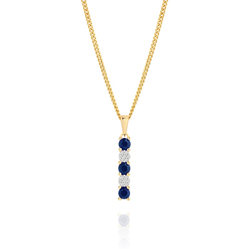 9ct blue sapphire & diamond cluster pendant