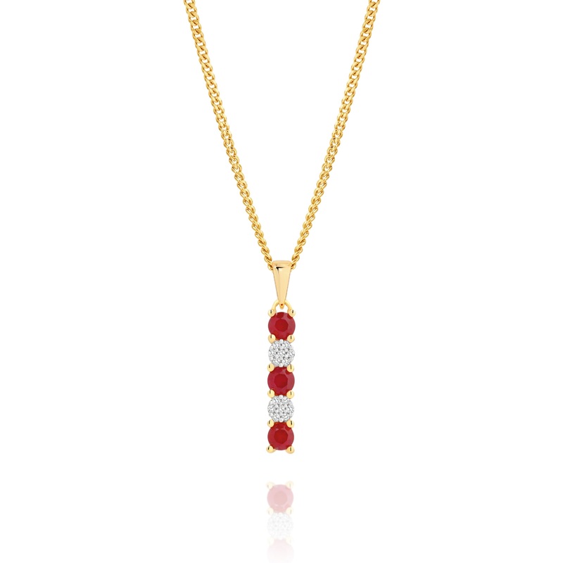 9ct ruby & diamond cluster pendant
