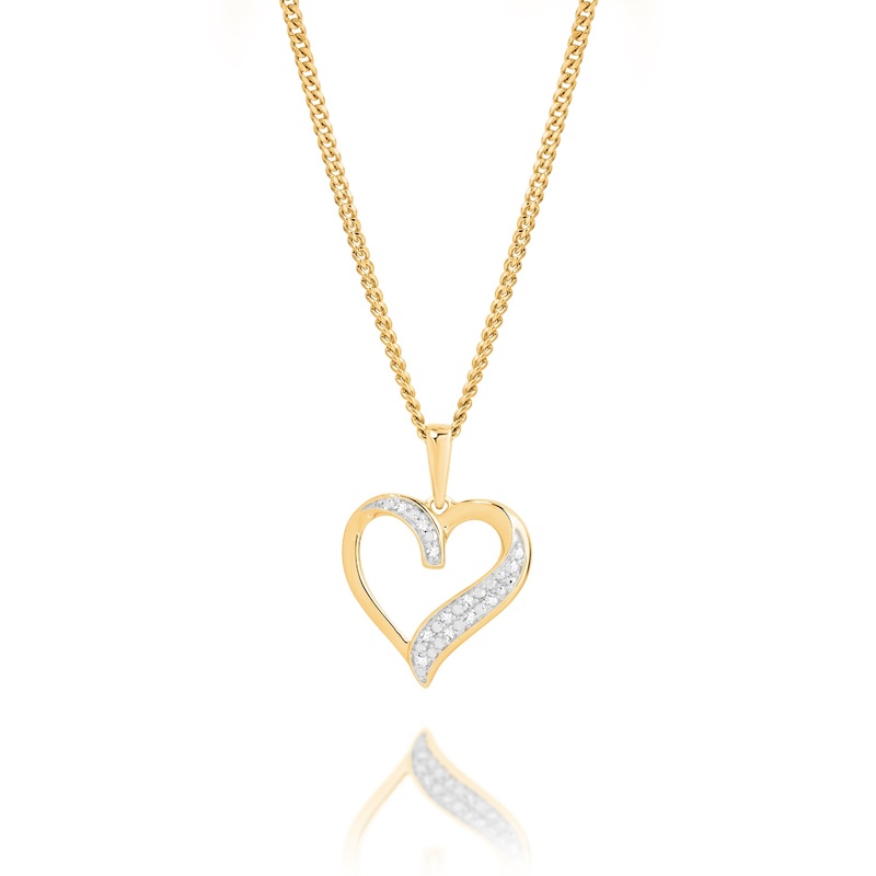 9ct 0.03ct diamond heart pendant