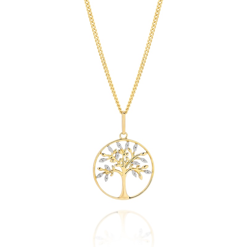 9ct 0.05ct diamond tree of life pendant