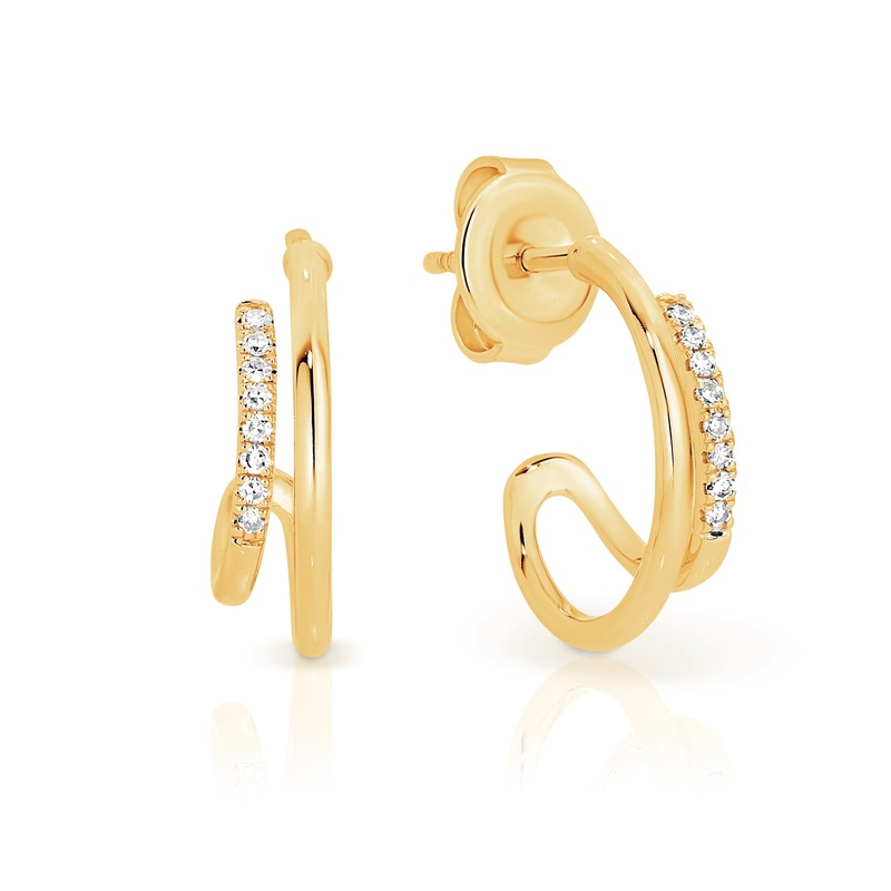 9ct diamond double strand studs