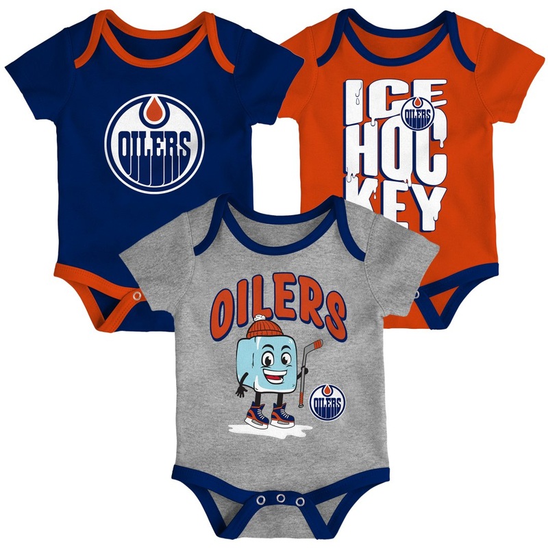 NHL Branded Infant Edmonton Oilers Triple Header 3-Pack Creeper Set Multi 12M