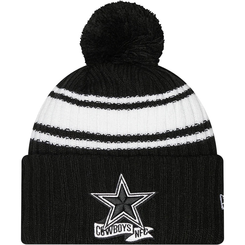 2022 Cold Weather Black and White Pom Knit Hat COWBOYS OS