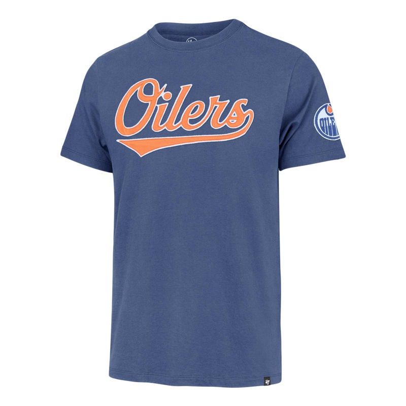 ’47 Brand Men’s NHL Edmonton Oilers Franklin Fieldhouse T-Shirt Blue Small