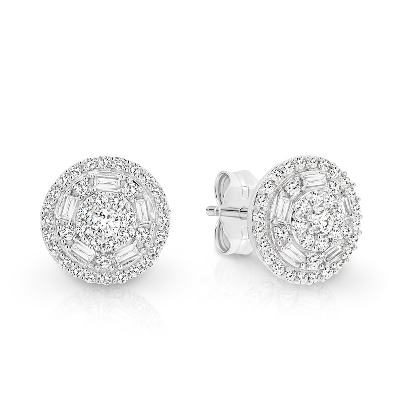9ct white gold 0.50ct diamond cluster studs