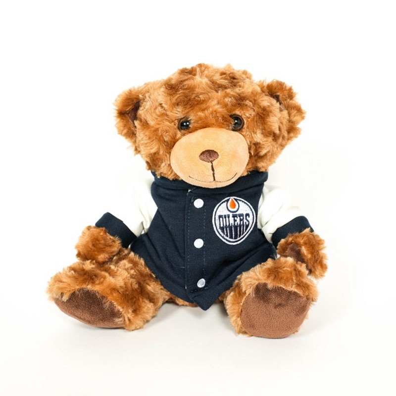 FOCO NHL Edmonton Oilers Plush Varsity Jacket Bear