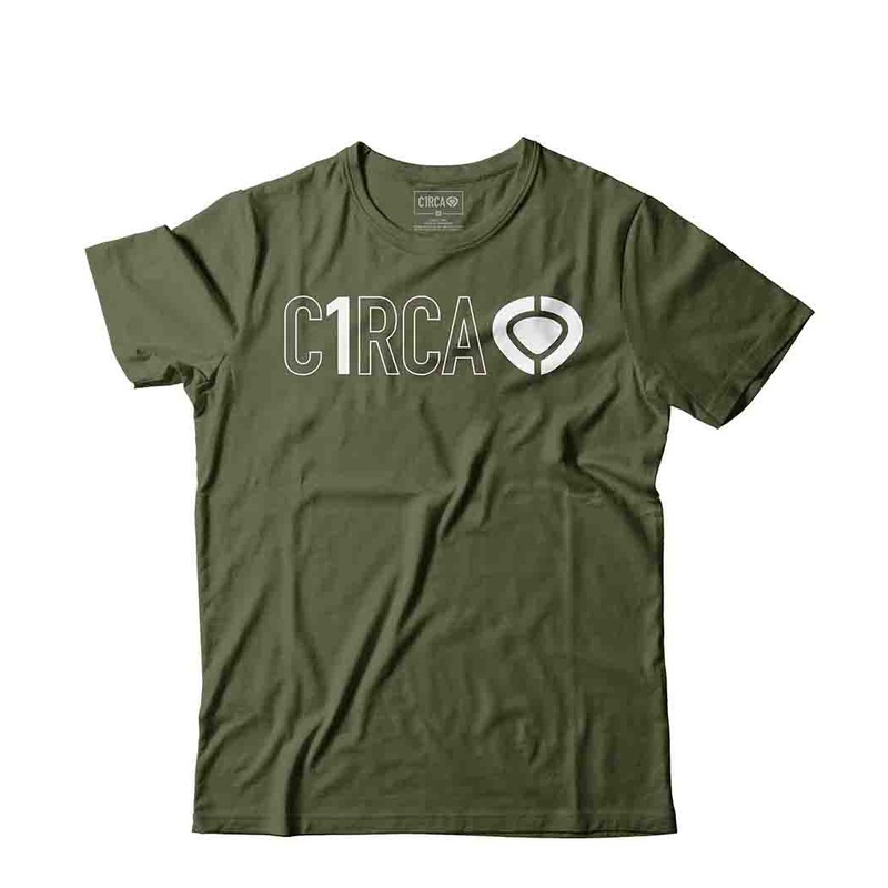 T-Shirt DIN ICON TRACK – Military Green/White S Green 100% Organic Cotton