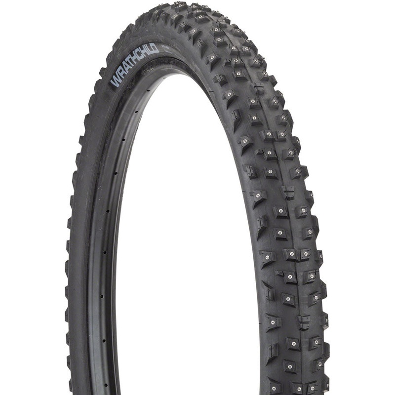 45NRTH 27.5″ Wrathchild Tubeless Folding 60tpi Winter Tire 252 Concave Carbide Aluminum Studs Black 3.00