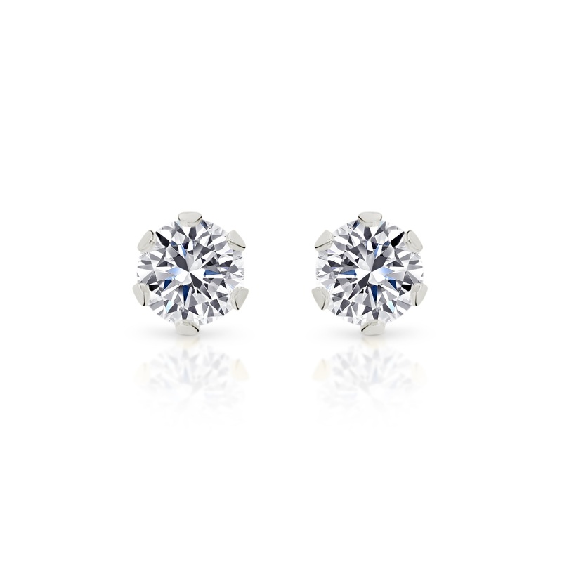 9ct white gold 3.5mm stone set studs