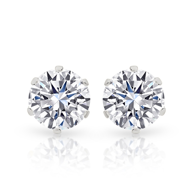 9ct white gold 5.5mm stone set studs