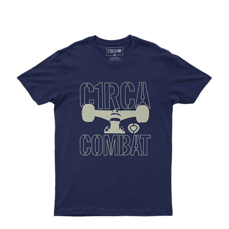 COMBAT TRACK T-Shirt – Navy/Beige S 100% Organic Cotton Blue