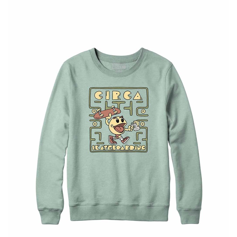 SK8-MAN Crew – Aqua Green S 80% Cotton/20% Polyester Green