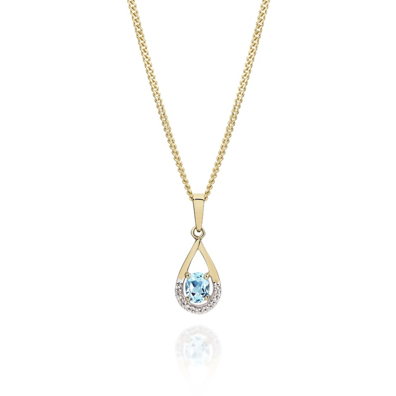 9ct blue topaz & diamond pendant