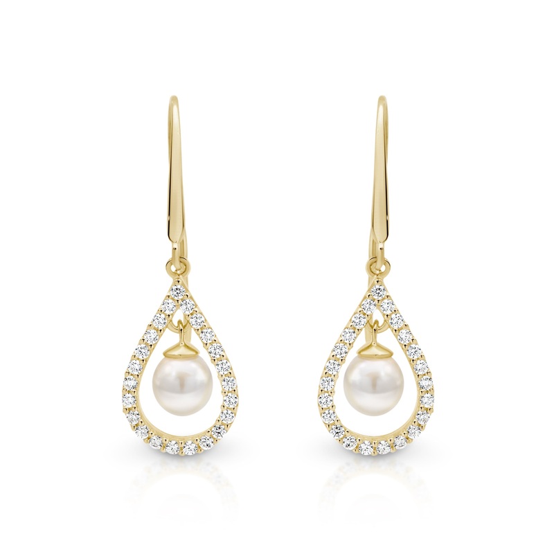 9ct gold tear drop pearl drop earrings