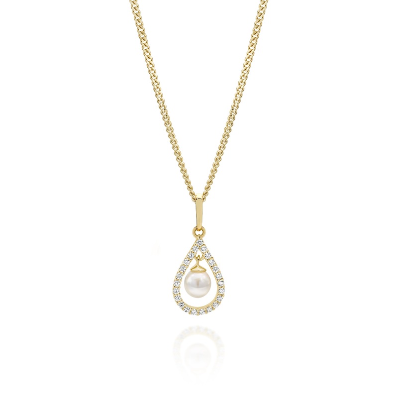 9ct gold tear drop pearl pendant