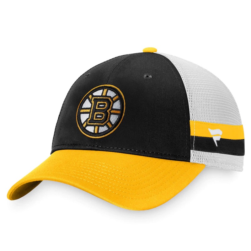 Breakaway Striped Trucker Snapback Hat BRUINS OS