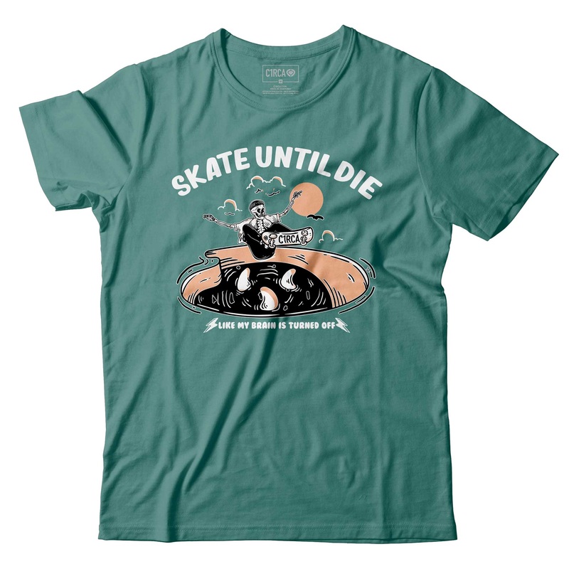 UNTIL DIE T-Shirt – Teal Monstera M 100% Organic Cotton Green