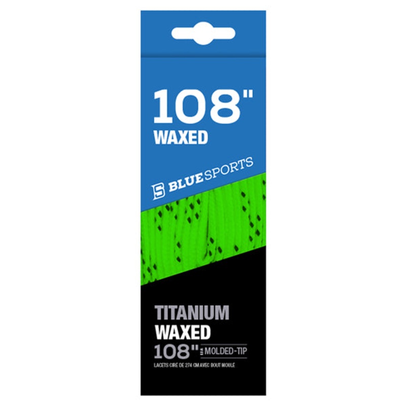 Blue Sports Titanium Waxed Laces – Green/Black 108