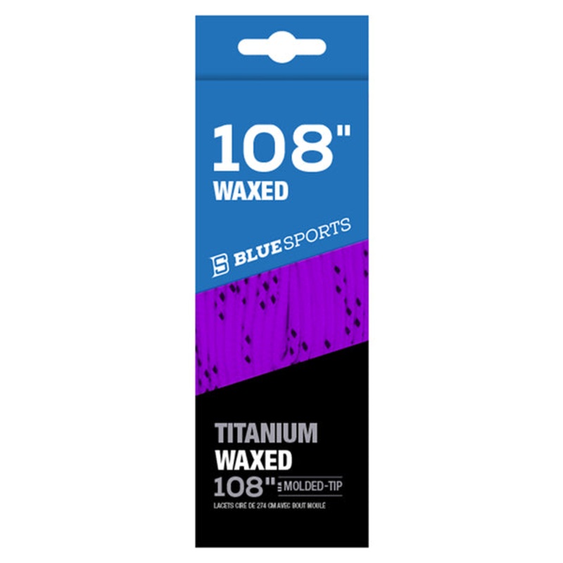 Blue Sports Titanium Waxed Laces – Purple/White 108