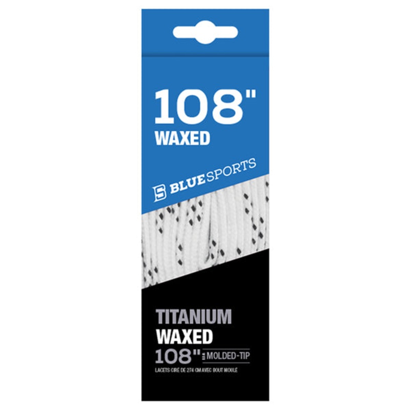 Blue Sports Titanium Waxed Laces – White/Black 108