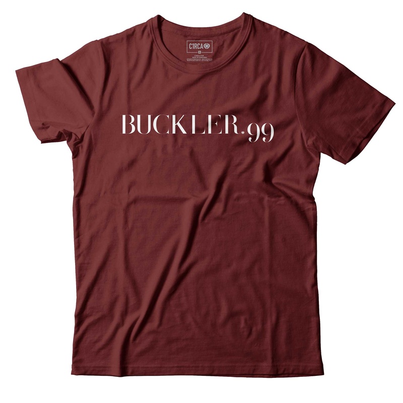 Buckler 99 T-Shirt – Maroon/White S 100% Organic Cotton Red