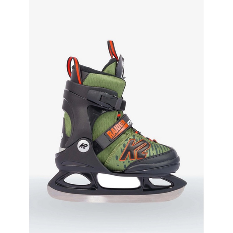 RAIDER ICE JUNIOR ADJUSTABLE RECREATIONAL SKATES GREEN 1-5