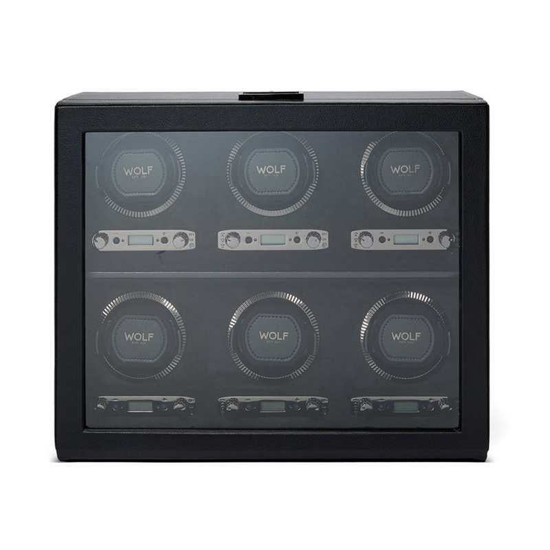 Wolf British Racing 6 Piece Watch Winder Black
