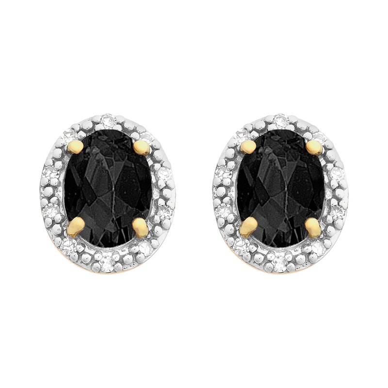 9ct Gold Natural Sapphire & Diamond Earrings