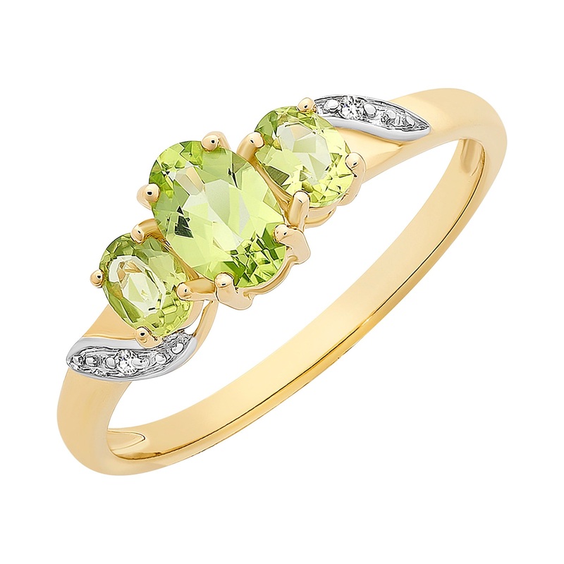 9ct Gold Peridot & Diamond Ring