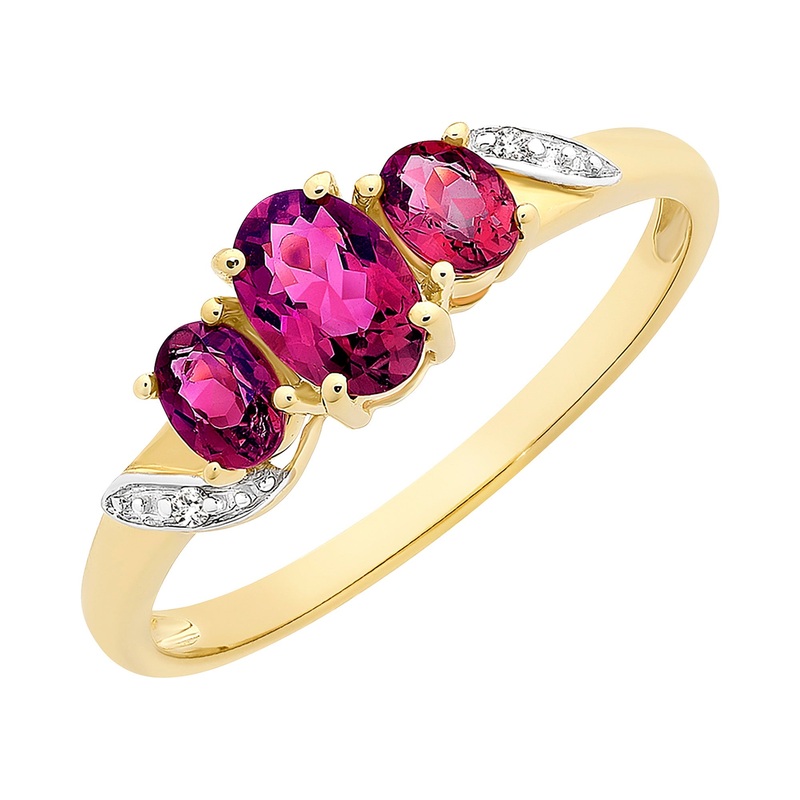 9ct Gold Pink Tourmaline & Diamond Ring