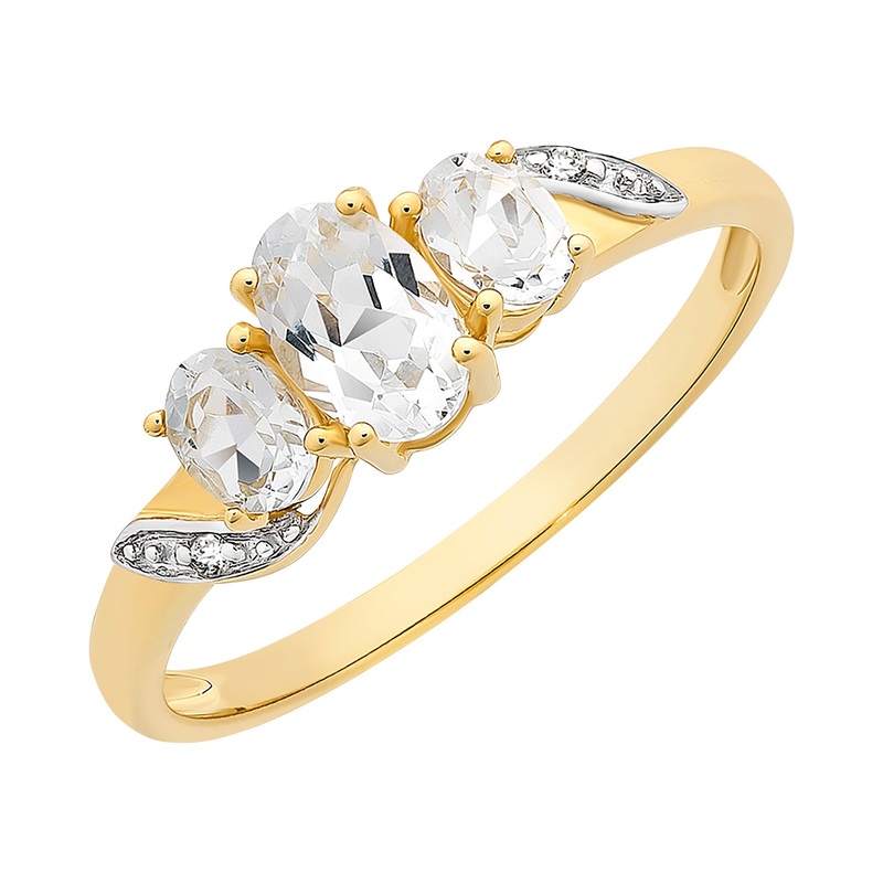 9ct Gold White Topaz & Diamond Ring