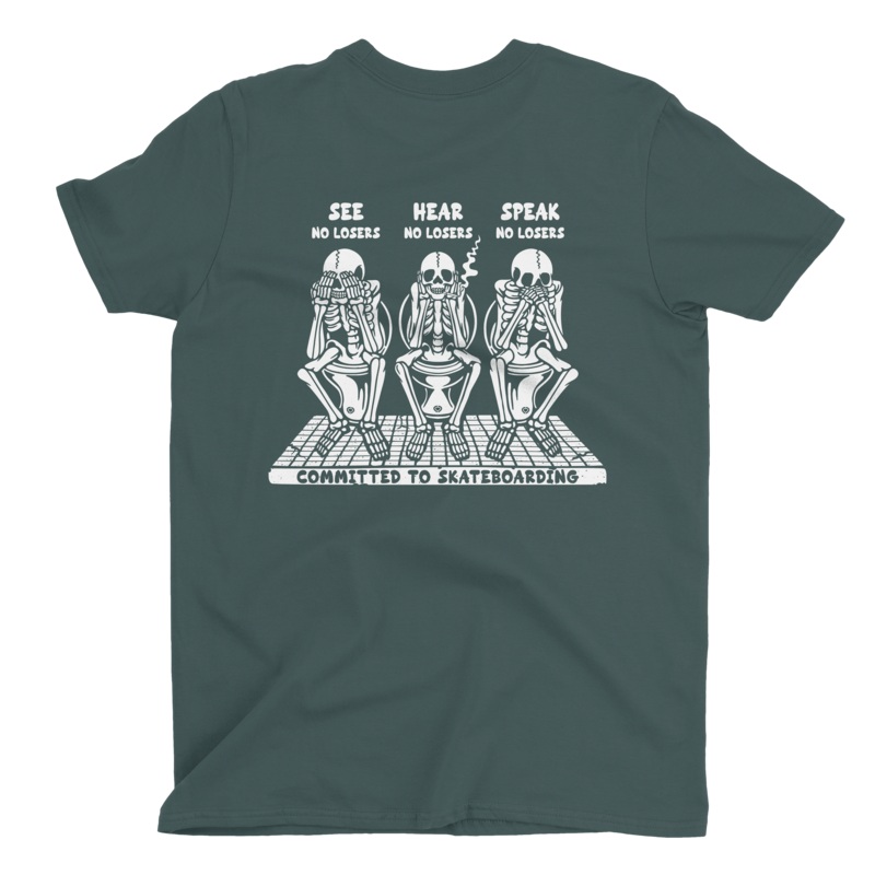 WISE SKULLS TEE-GLAZED GREEN 100% ORGANIC COTTON GLAZED GREEN S