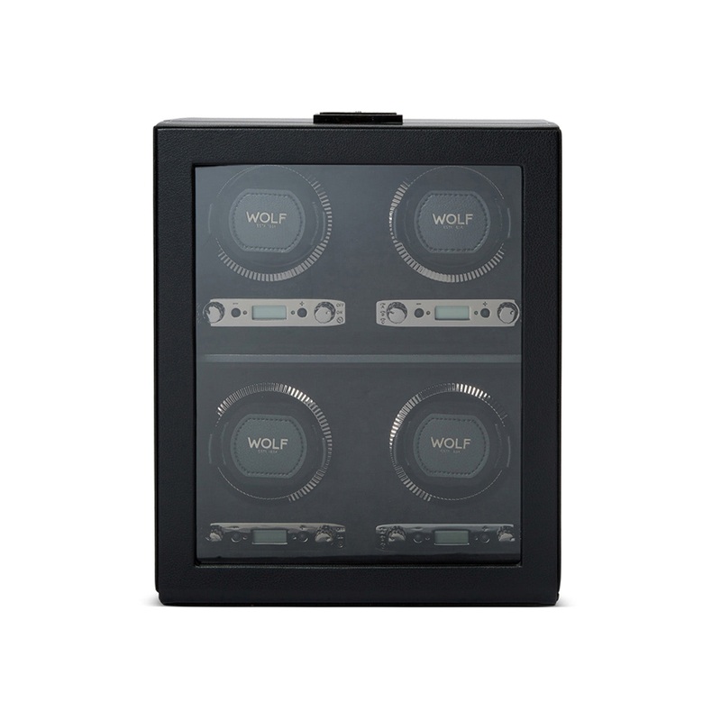 Wolf British Racing 4 Piece Watch Winder Black
