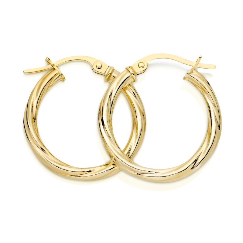 9ct gold twist hoops 15mm