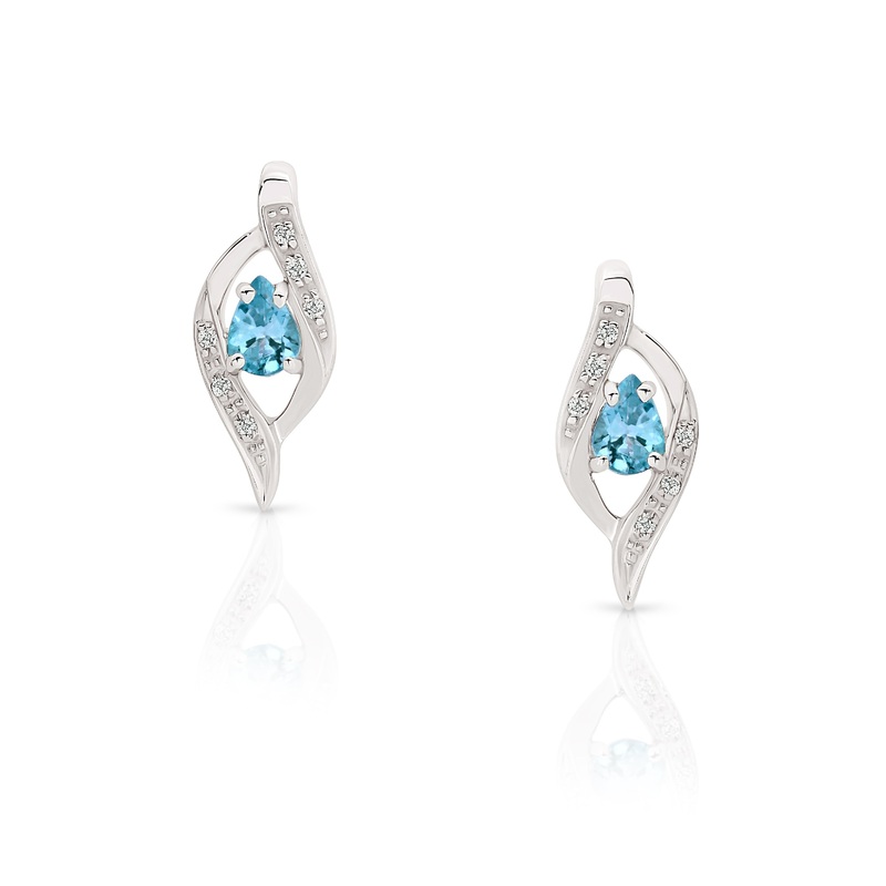 9ct white gold blue topaz & diamond studs