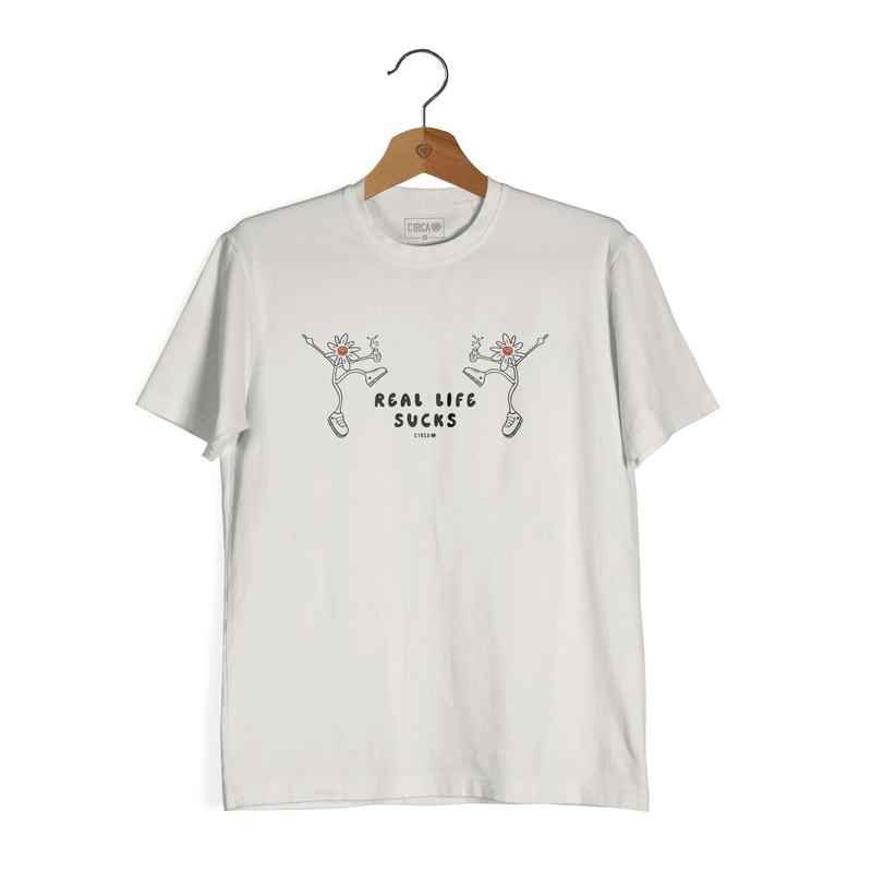 Daisy Tee 100% ORGANIC COTTON VINTAGE WHITE S