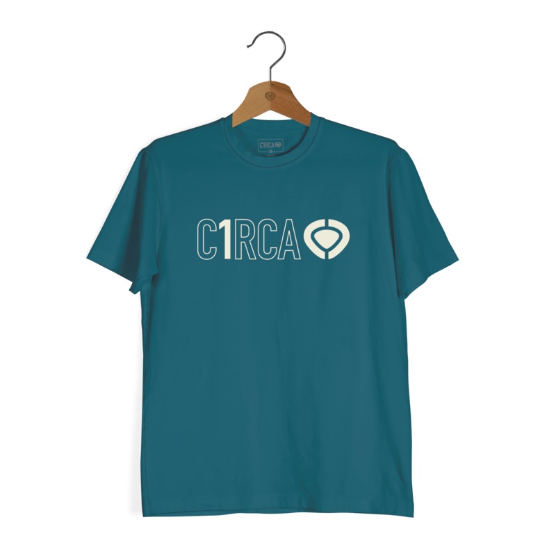 Din Icon Track Tee S Ocean Deapth/Bone 100% Organic Cotton