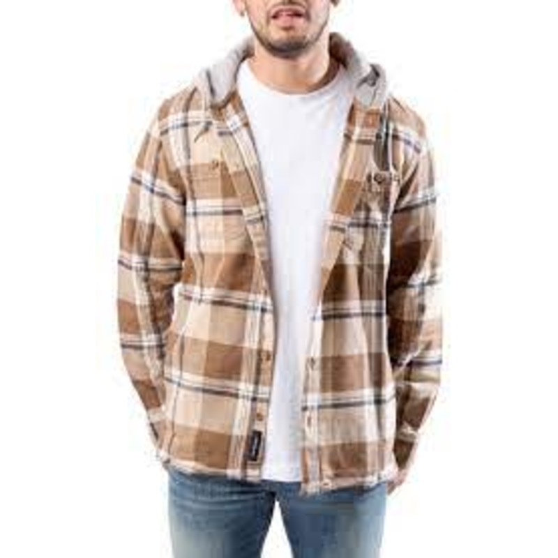 Men’s Lopes Hooded Plaid Buttondown Flannel DIRT S
