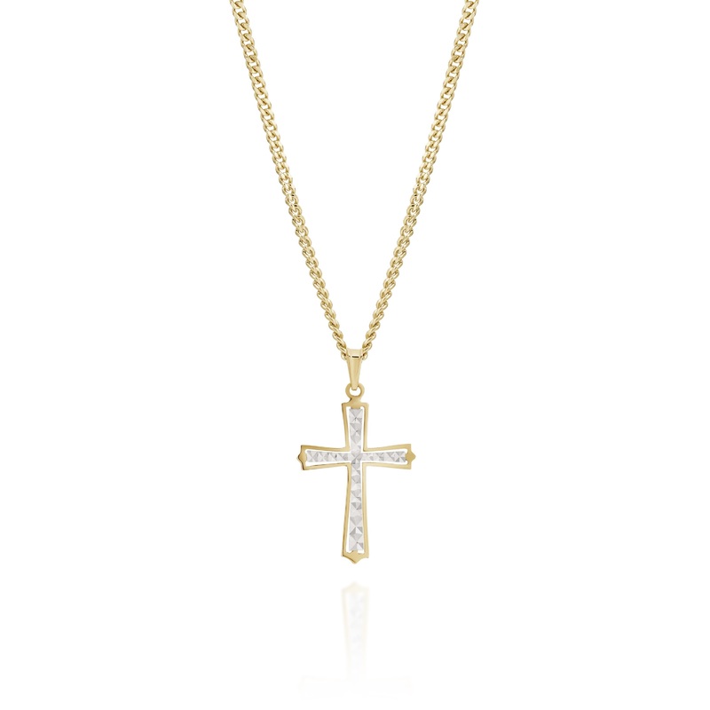 9ct gold 2 tone cross pendant
