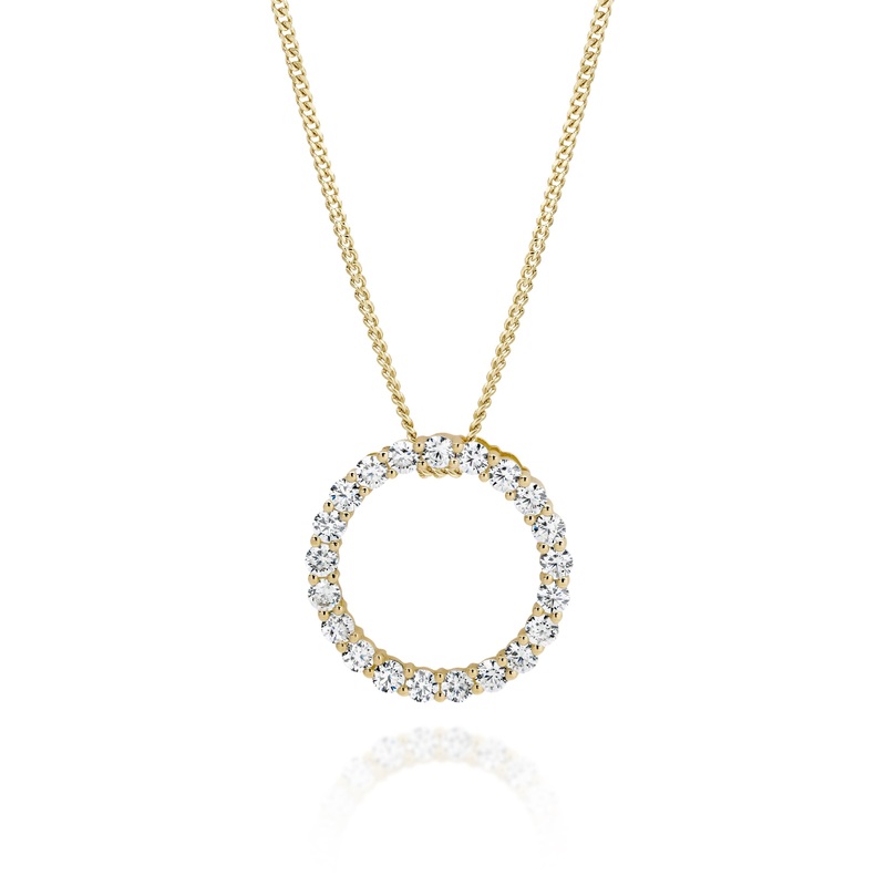 9ct gold stone set circle pendant